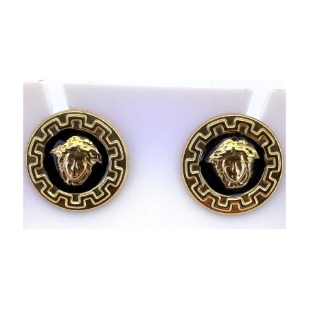 Pendientes circular medusa de oro 18k